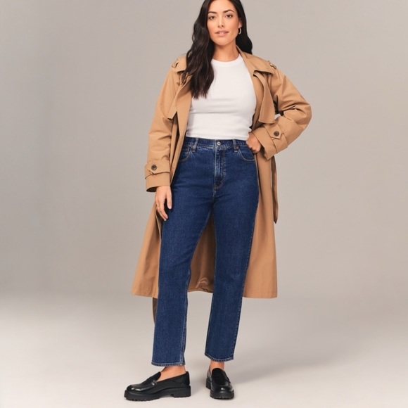 A&F Curve Love Ultra High Rise Ankle Straight Jean Sz 10 Short Petite Dark Wash - Picture 10 of 10